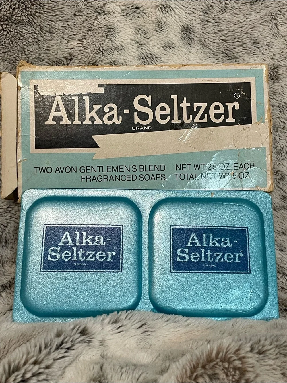 1970s Avon Gentlemen's Blend soap set branded with Alka-Seltzer misprint box.